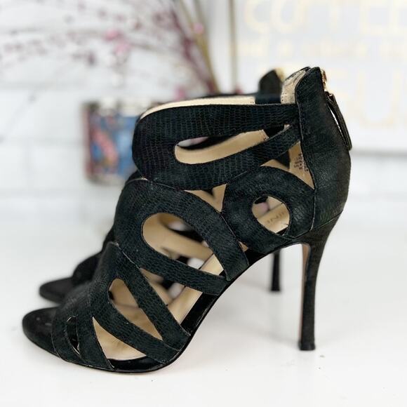 Nine West Black Nubuck Leather Sandals in Flora Size 7.5M - Picture 4 of 8